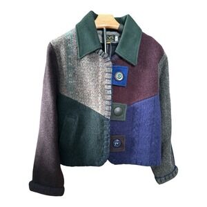 Baabaazuzu Upcycled Vintage Wool Patchwork Jacket Handcrafted Size Medium